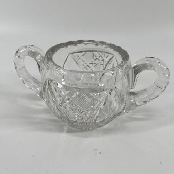 American Brillant Cut Glass Other - Vintage Sugar Bowl American Cut Glass Open Doubled Handled